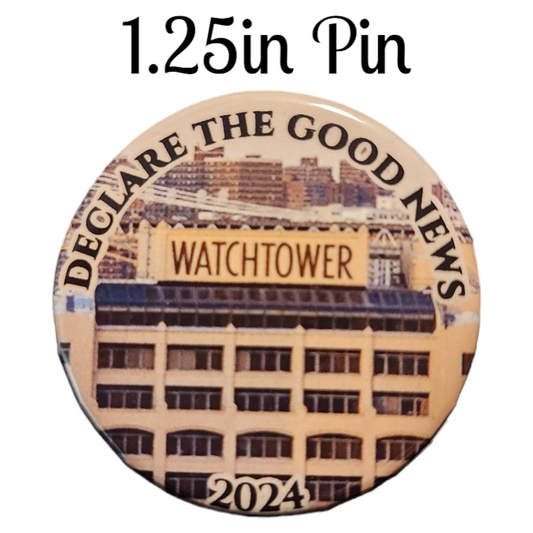 JW - 1.25" Button Pin - 2024 Convention - Declare the Good News - Watchtower Building - A