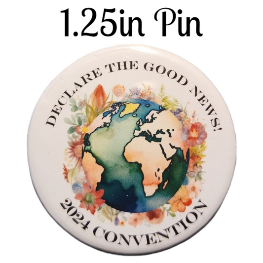 JW - 1.25" Button Pin - 2024 Convention - Declare the Good News - Globe