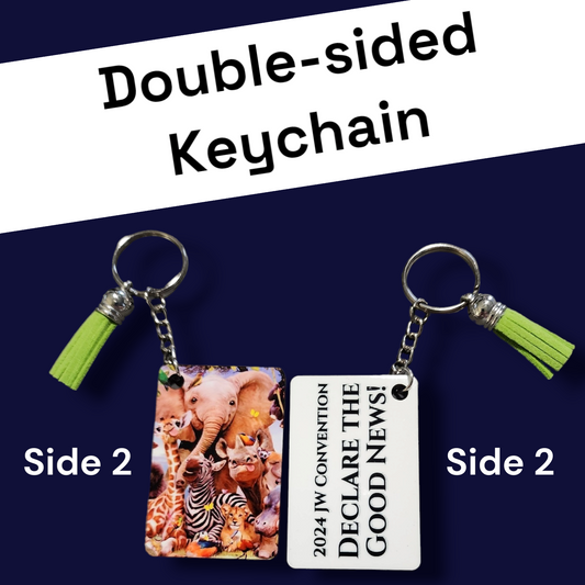 JW - Double Sided Keychain -1.5 x 2 in Rectangle