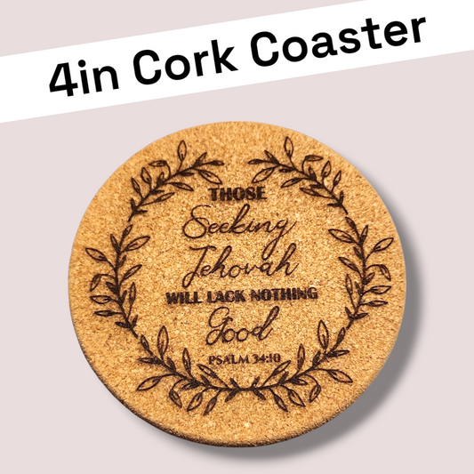 JW 4in Cork Coaster - Seek Jehovah