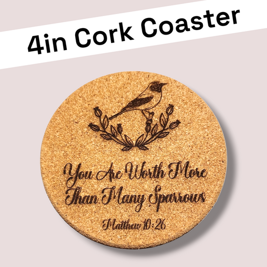 JW 4in Cork Coaster - Sparrow