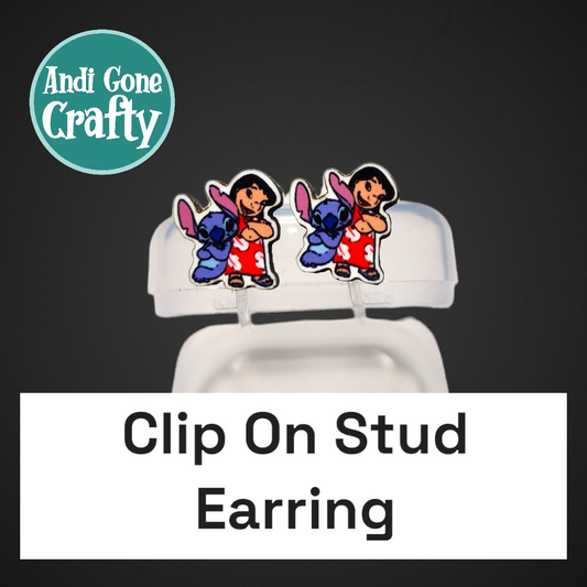 Clip On Earring - Blue Alien + Girl