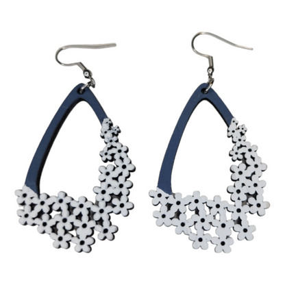 Flower Cluster Tear Drop Dangle Earring Stainless Steel Hooks