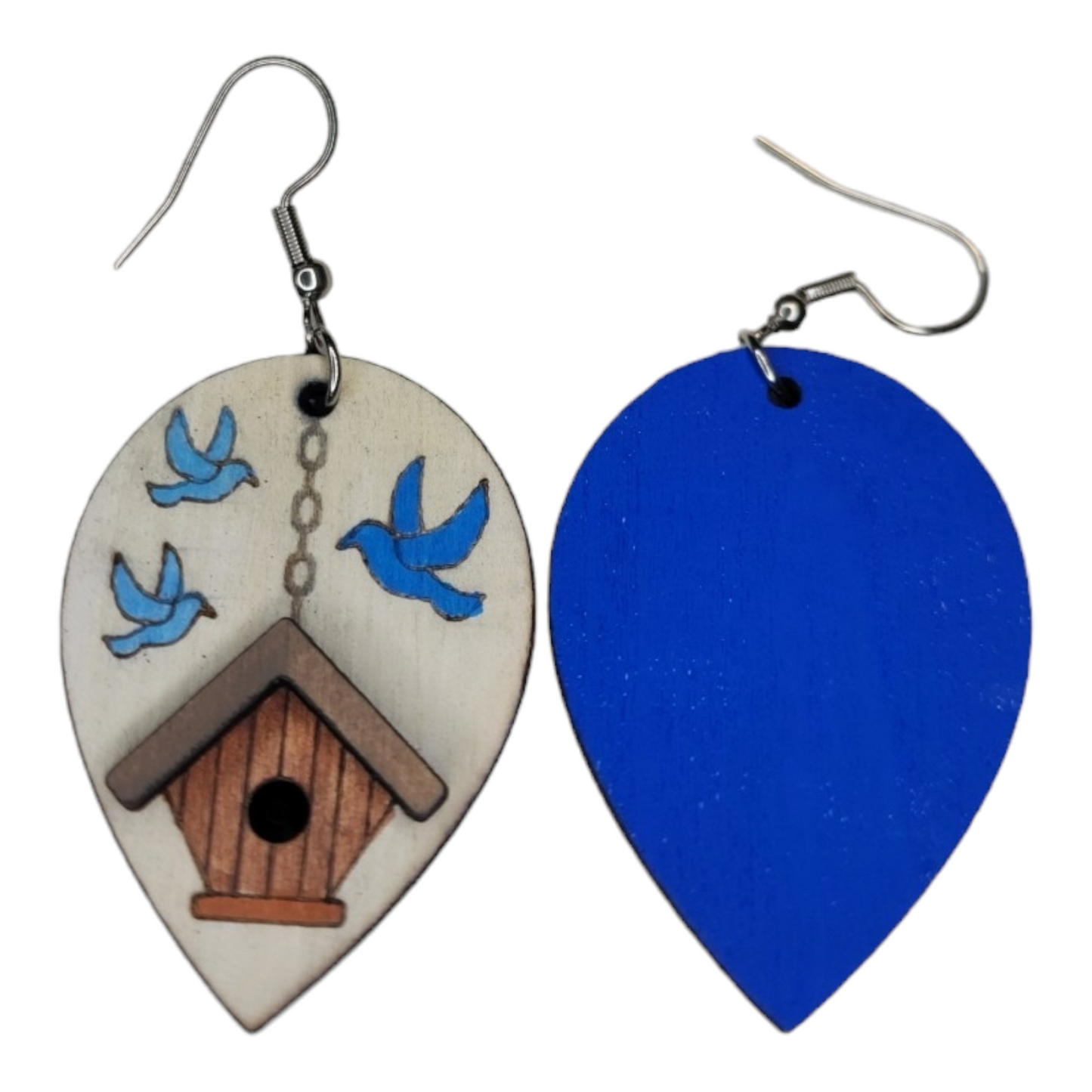 Bird House Tear Drop Dangle Earring Stainless Steel Hooks