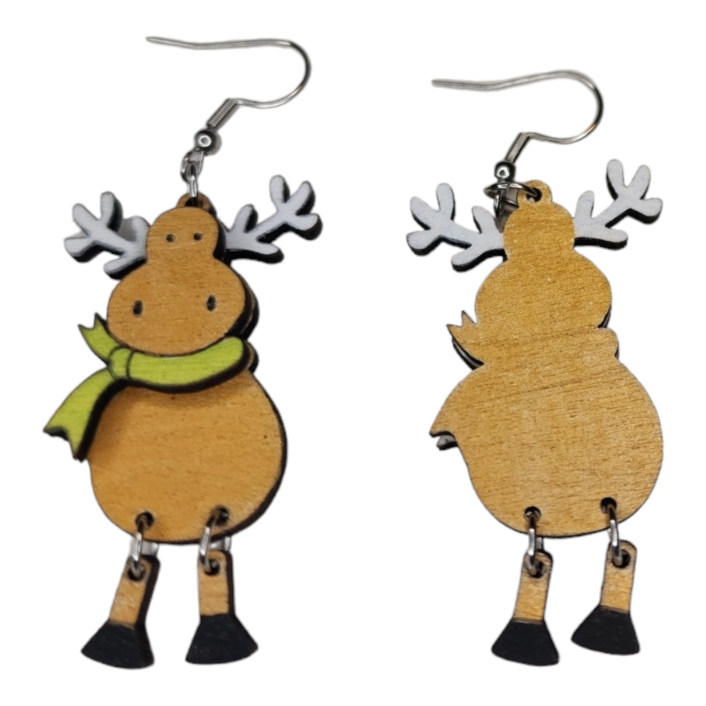 Winter Moose Dangle Earring Stainless Steel Hooks