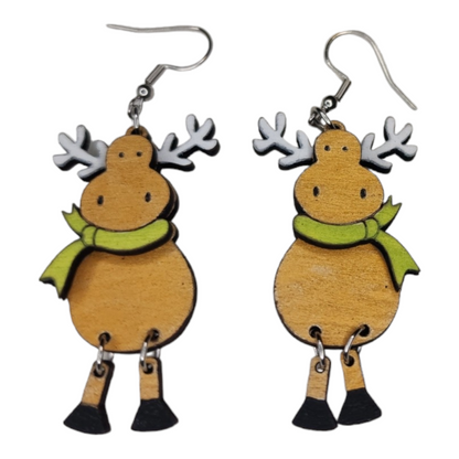 Winter Moose Dangle Earring Stainless Steel Hooks