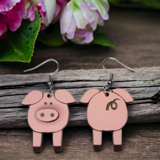 Pig Dangle Earring Stainless Steel Hooks