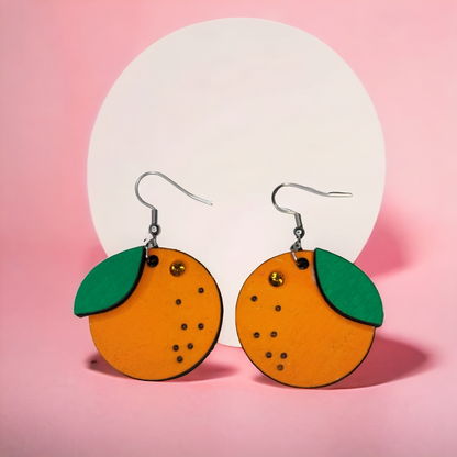 Orange Fruit Dangle Earring Stainless Steel Hooks