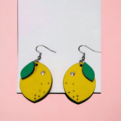 Lemon Fruit Dangle Earring Stainless Steel Hooks