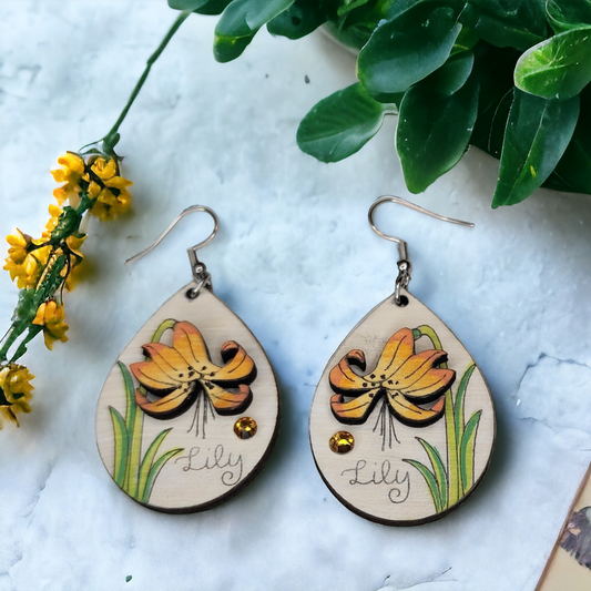 Tiger Lily Dangle Earring Stainless Steel Hooks