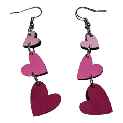 Heart 3 Tier Shape Dangle Earring Stainless Steel Hooks