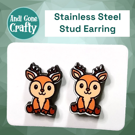 Deer - Stainless Steel Stud Earring