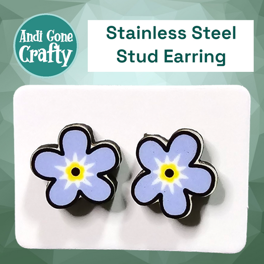 Purple Flower - Stainless Steel Stud Earring