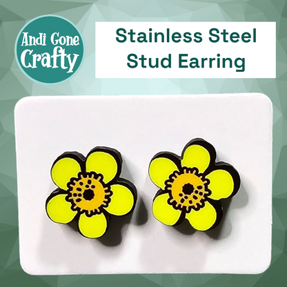 Daffodils - Stainless Steel Stud Earring