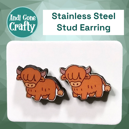 Highland Cow - Stainless Steel Stud Earring