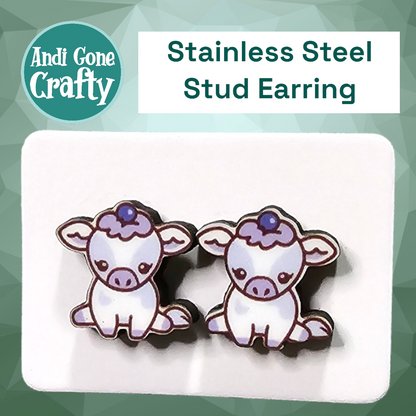 Blueberry Cow - Stainless Steel Stud Earring