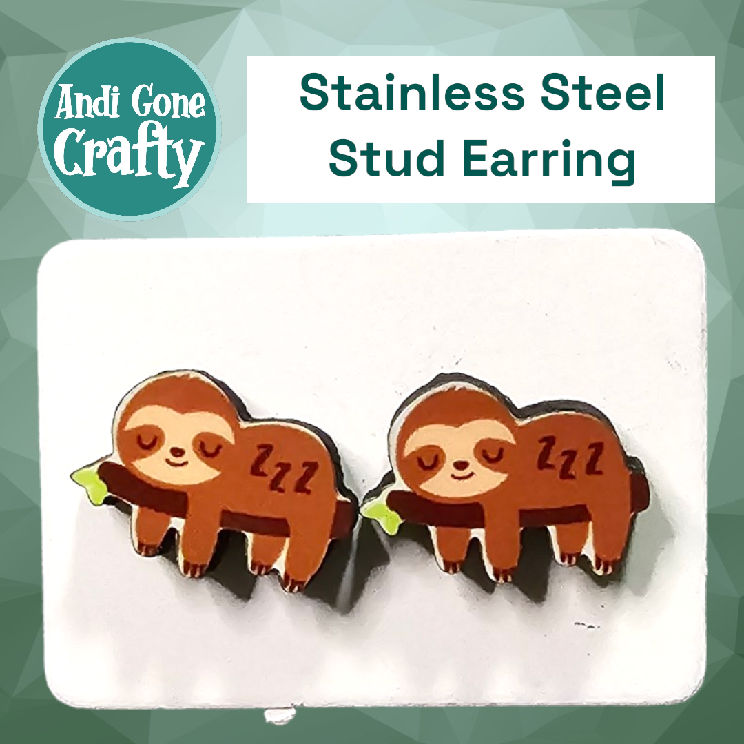 Sloth ZZZ - Stainless Steel Stud Earring