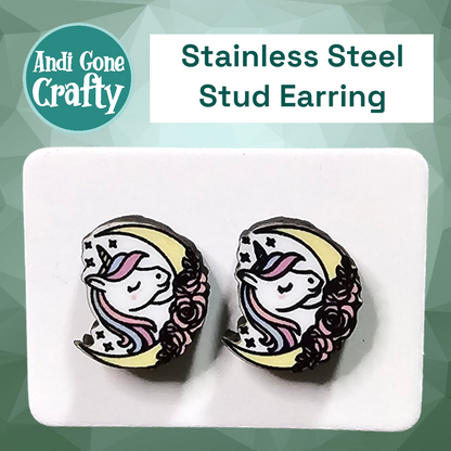 Unicorn Moon - Stainless Steel Stud Earring