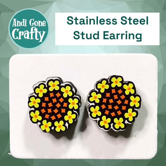 Yellow Flower - Stainless Steel Stud Earring