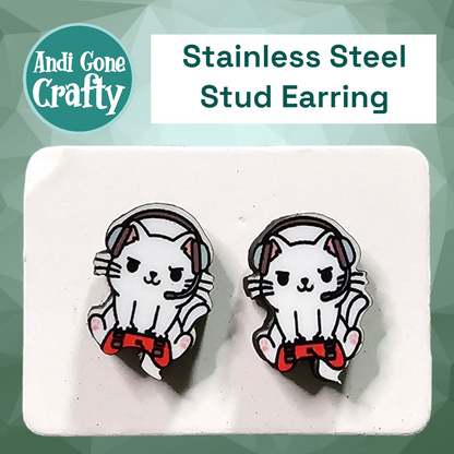 Cat - Stainless Steel Stud Earring