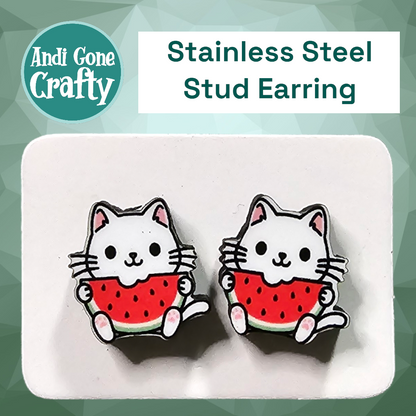 Cat - Stainless Steel Stud Earring