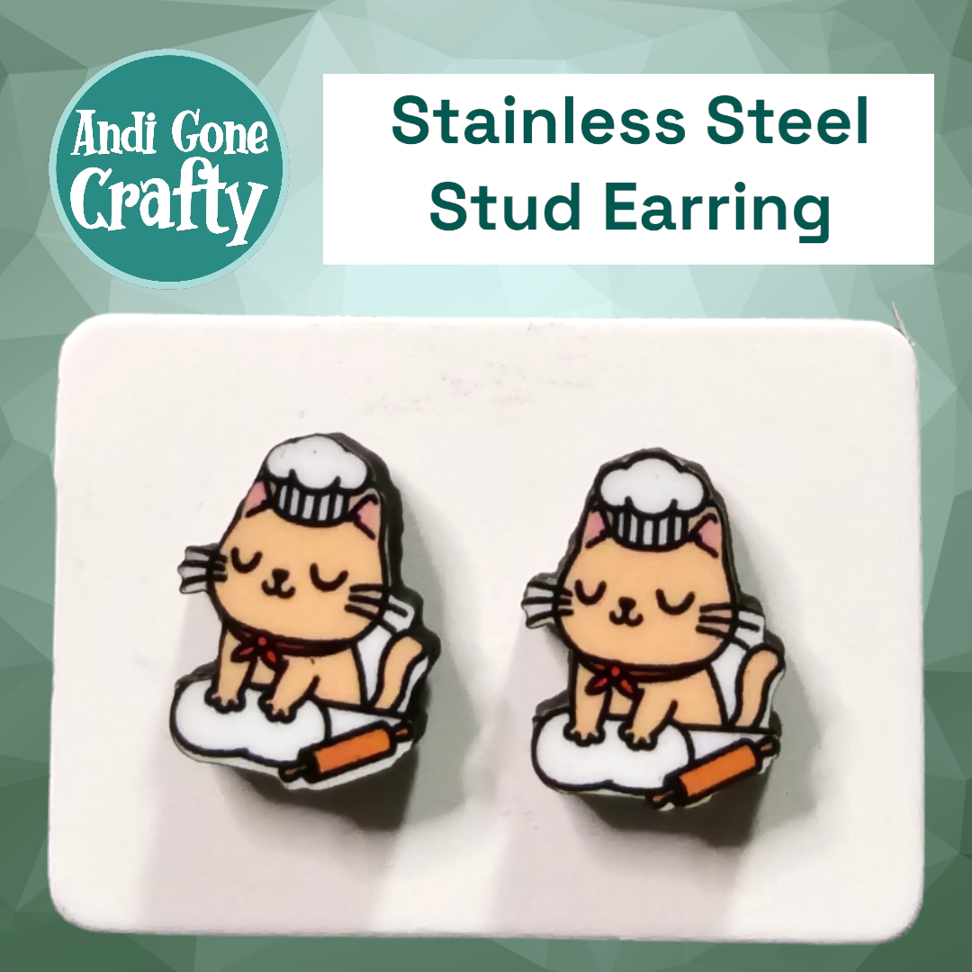 Cat - Stainless Steel Stud Earring