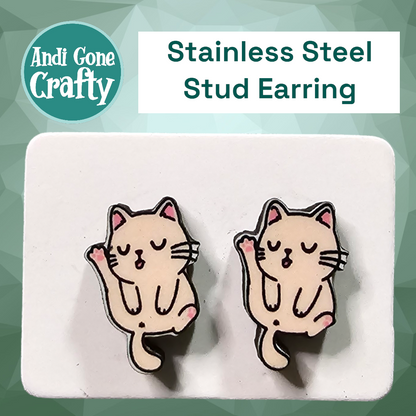 Cat - Stainless Steel Stud Earring