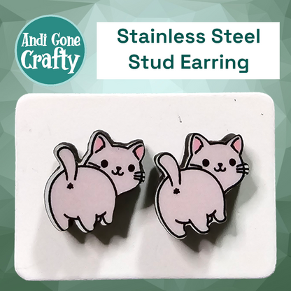 Cat - Stainless Steel Stud Earring