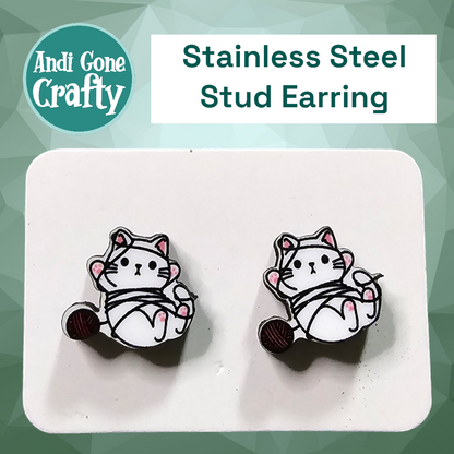 Cat - Stainless Steel Stud Earring