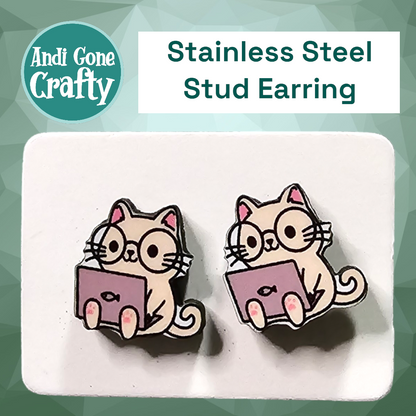 Cat - Stainless Steel Stud Earring