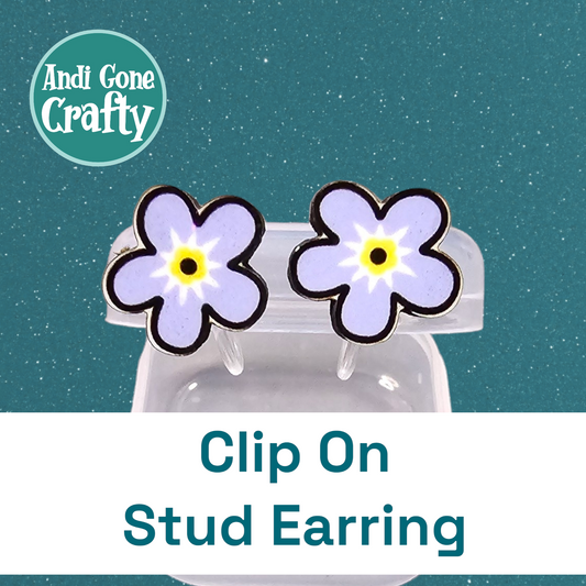 Purple Flower - Clip On Earring
