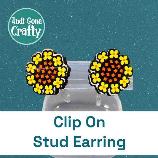 Yellow Flower - Clip On Earring