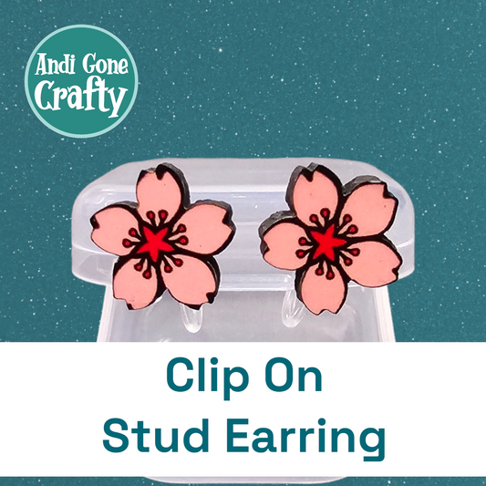 Pink Flower - Clip On Earring