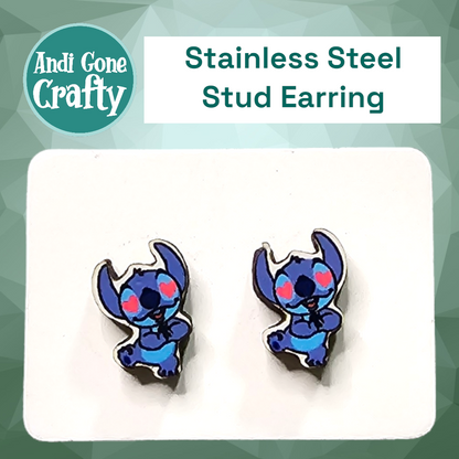 Blue Alien - Character Stainless Steel Stud Earring