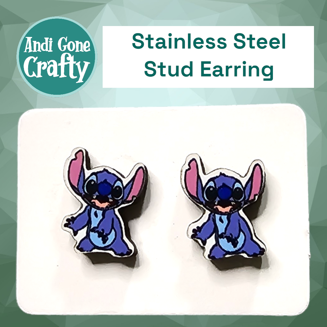 Blue Alien - Character Stainless Steel Stud Earring