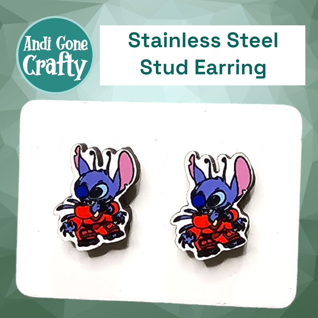 Blue Alien - Character Stainless Steel Stud Earring