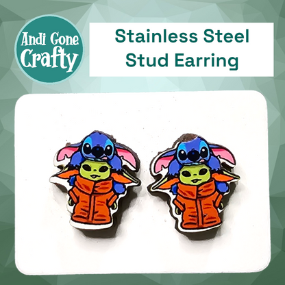 Blue Alien - Character Stainless Steel Stud Earring