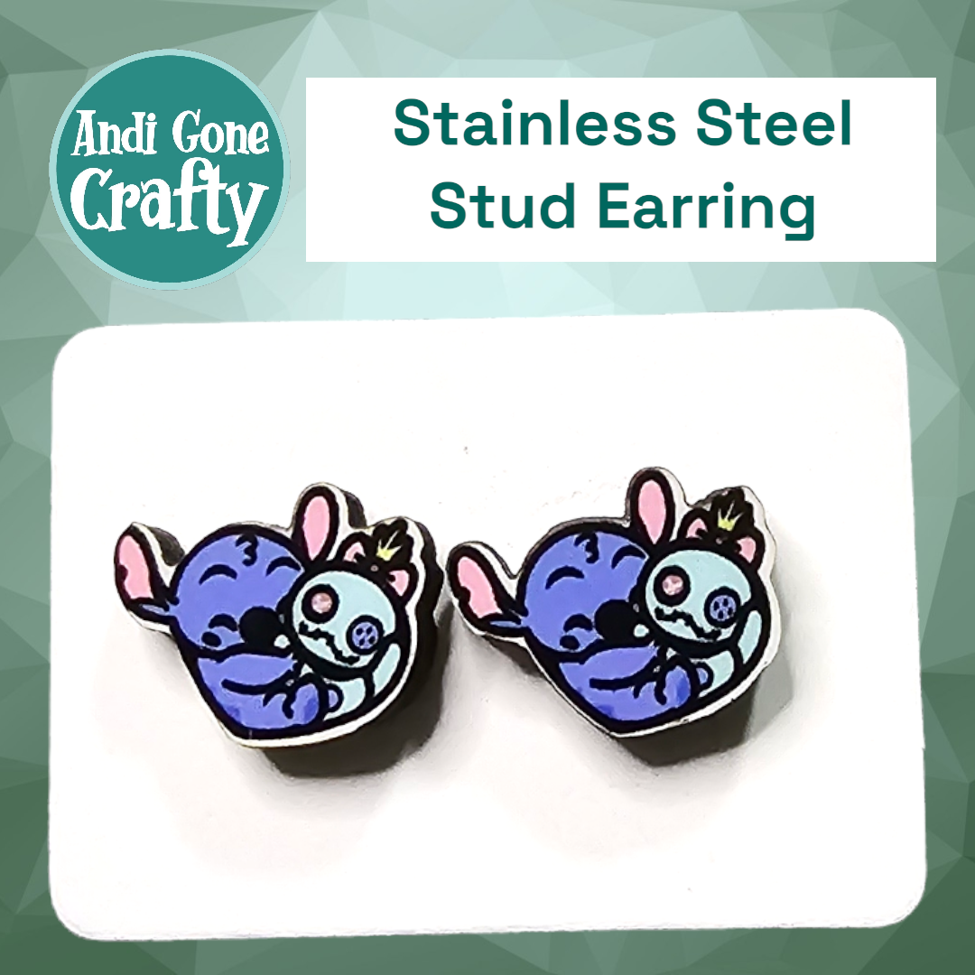 Blue Alien - Character Stainless Steel Stud Earring