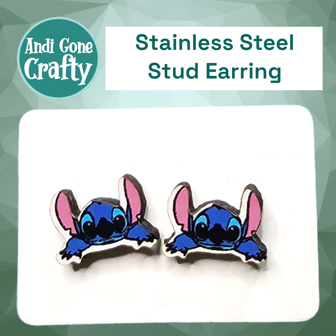 Blue Alien - Character Stainless Steel Stud Earring