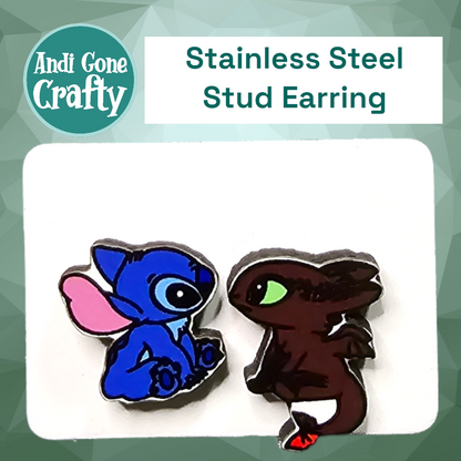 Blue Alien - Character Stainless Steel Stud Earring