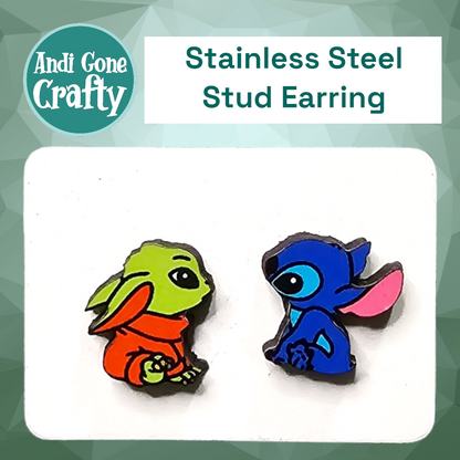 Blue Alien - Character Stainless Steel Stud Earring