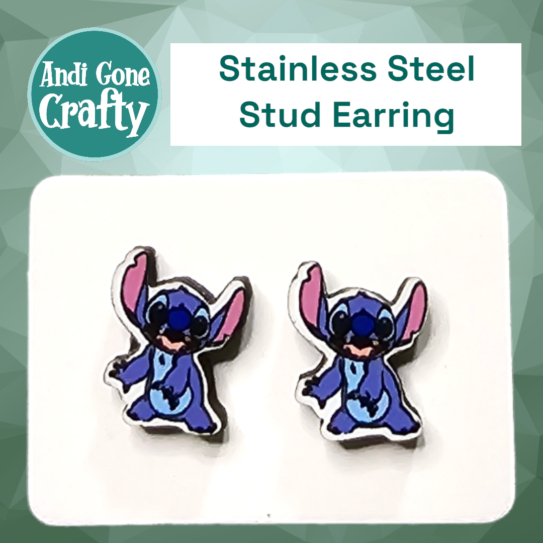 Blue Alien - Character Stainless Steel Stud Earring