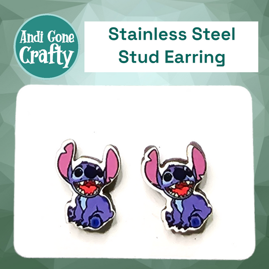 Blue Alien - Character Stainless Steel Stud Earring