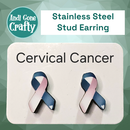 Cancer Ribbon - Stainless Steel Stud Earring