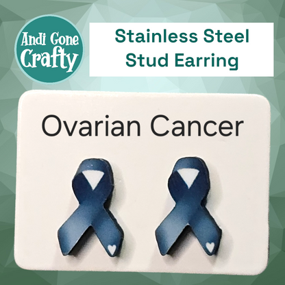 Cancer Ribbon - Stainless Steel Stud Earring