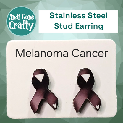 Cancer Ribbon - Stainless Steel Stud Earring