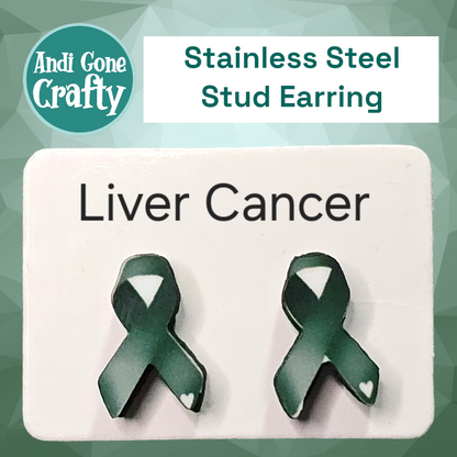 Cancer Ribbon - Stainless Steel Stud Earring