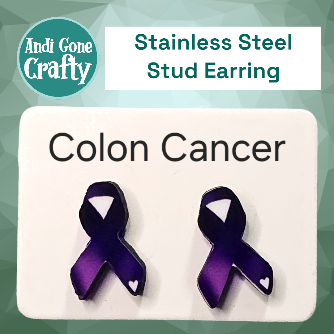 Cancer Ribbon - Stainless Steel Stud Earring