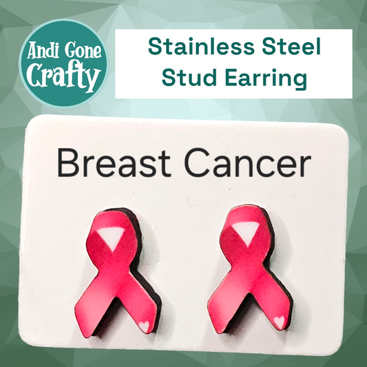 Cancer Ribbon - Stainless Steel Stud Earring