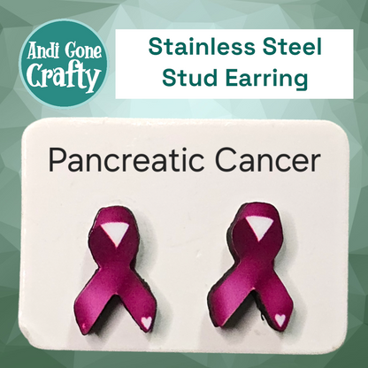 Cancer Ribbon - Stainless Steel Stud Earring